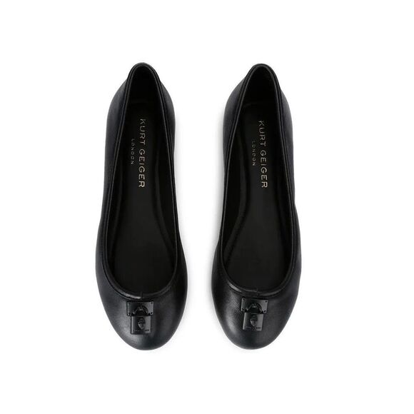 KURT GEIGER LONDON BRIXTON DRENCH LEATHER BALLET FLAT IN BLACK 8M 38.5